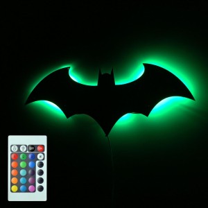 Batman Logo LED Light Decor Combo Mirror Discolour Lamp With Remote Controlled 729224767352  152963594280